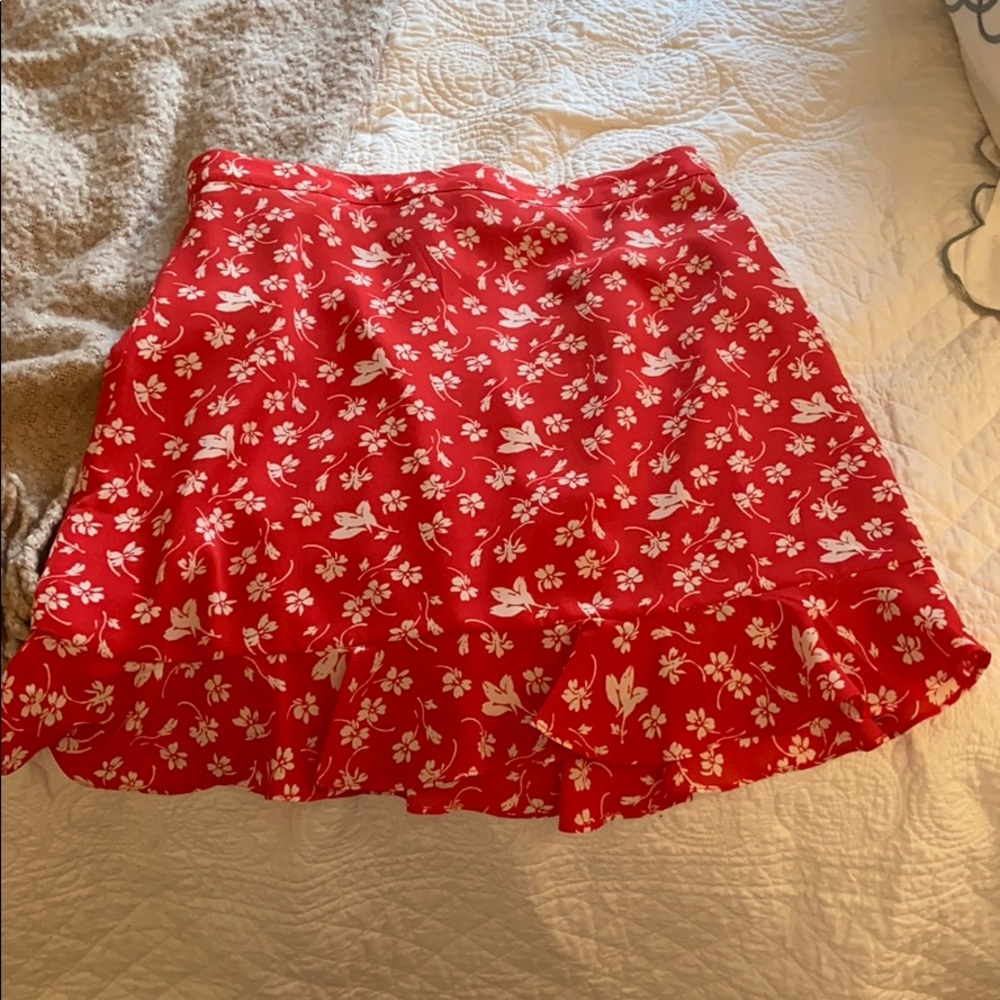 Red Floral Skirt